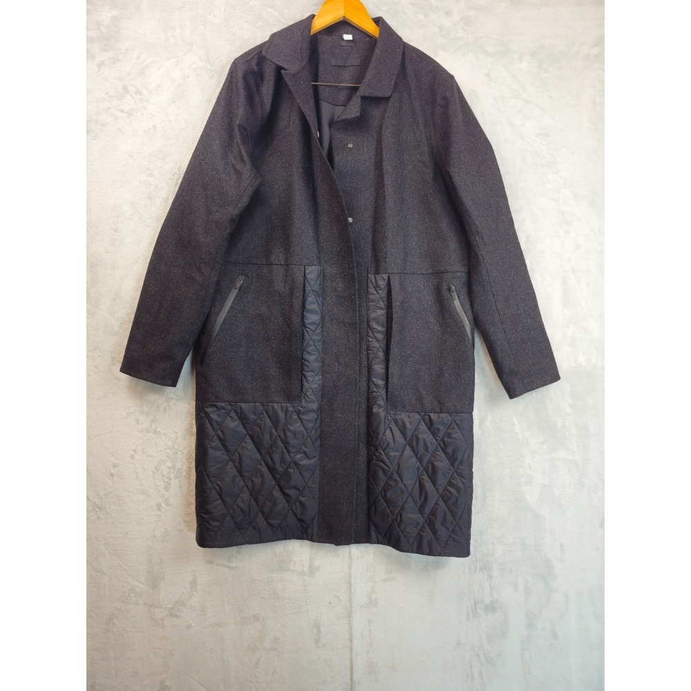 Lululemon Roam Far Wool Coat Womens 12 Charcoal Gray Technical Waterproof Parka